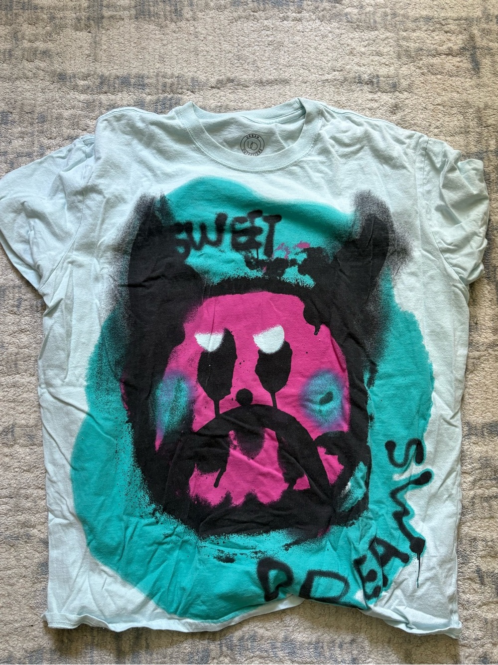 Urban Outfitters Graphic Tee in Teal, Pink, Black